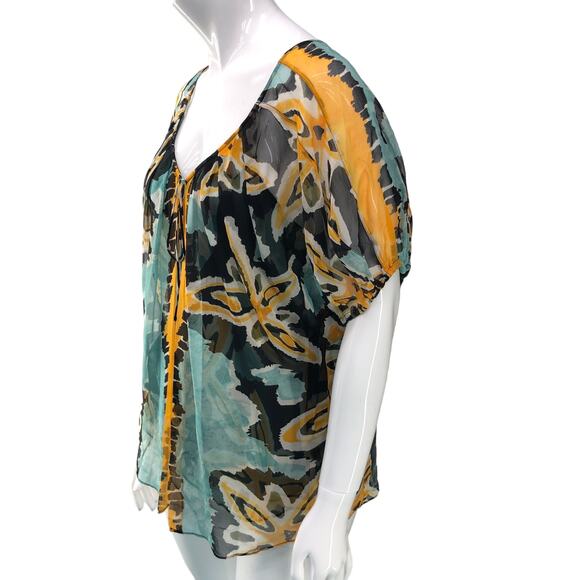 Diane Von Furstenberg DVF Womens Size 8 Merrill Blouse Abstract Silk Fully Lined - Picture 5 of 16